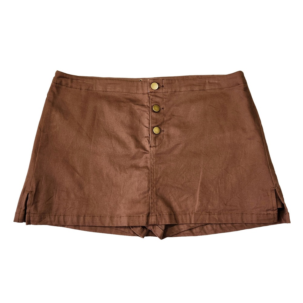 Y2k Xhilaration Mini Skort Skirt Women 15 Brown 2000s Low Rise Bratz Preppy Lace
